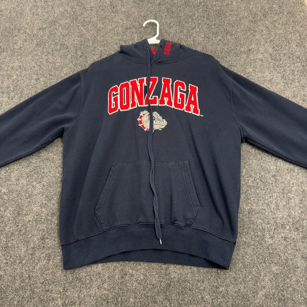 Gonzaga Stadium Athletics Hoodie Mens L Navy Cotton Poly Hole Gameday Collegiate